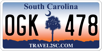 SC license plate OGK478