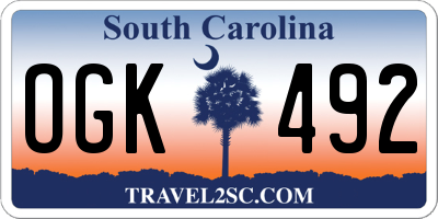 SC license plate OGK492