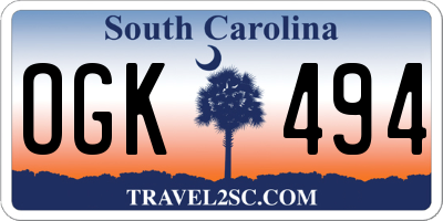 SC license plate OGK494