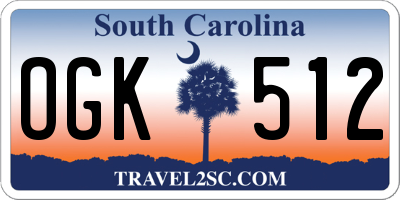 SC license plate OGK512