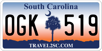 SC license plate OGK519
