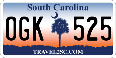 SC license plate OGK525