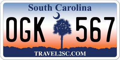 SC license plate OGK567