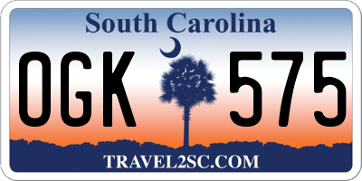 SC license plate OGK575