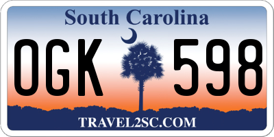 SC license plate OGK598