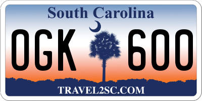 SC license plate OGK600