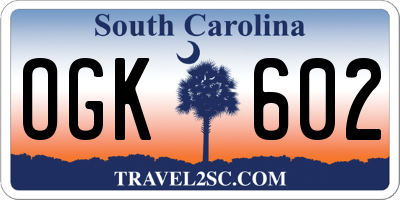 SC license plate OGK602