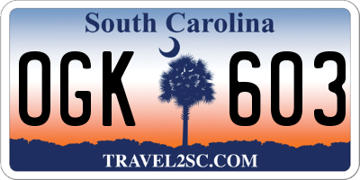 SC license plate OGK603