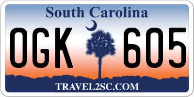 SC license plate OGK605