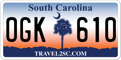 SC license plate OGK610