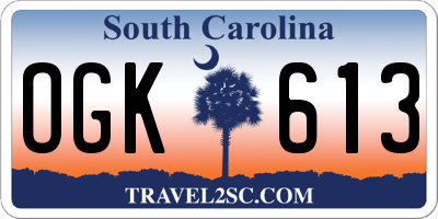SC license plate OGK613