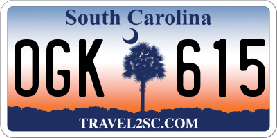 SC license plate OGK615