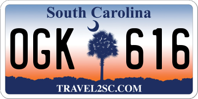 SC license plate OGK616