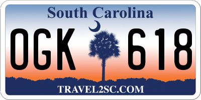 SC license plate OGK618