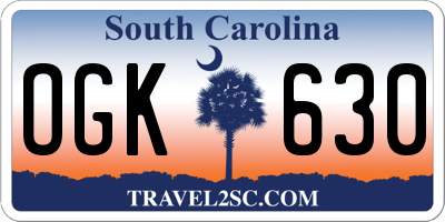 SC license plate OGK630