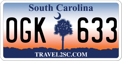 SC license plate OGK633