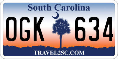 SC license plate OGK634