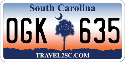 SC license plate OGK635