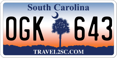 SC license plate OGK643