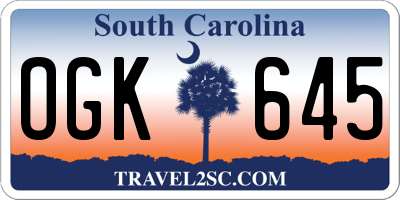 SC license plate OGK645