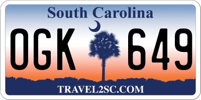 SC license plate OGK649