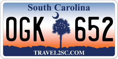 SC license plate OGK652