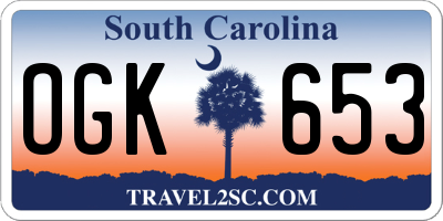 SC license plate OGK653