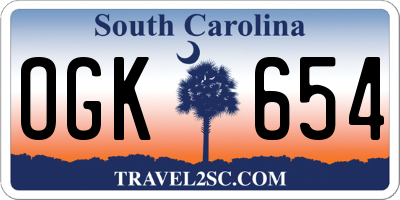 SC license plate OGK654