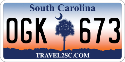 SC license plate OGK673
