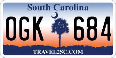 SC license plate OGK684