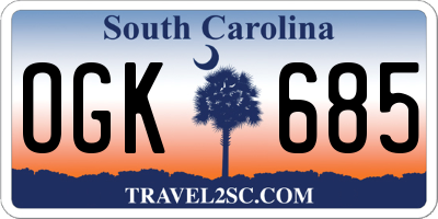 SC license plate OGK685
