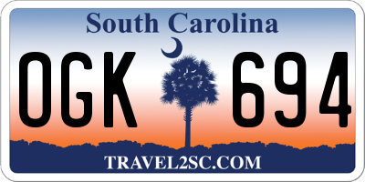 SC license plate OGK694