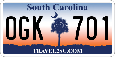 SC license plate OGK701