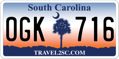 SC license plate OGK716