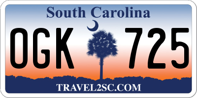 SC license plate OGK725