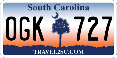 SC license plate OGK727