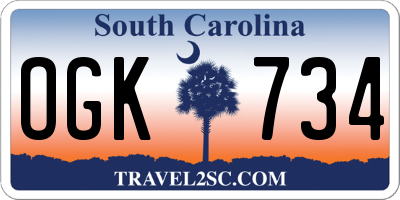 SC license plate OGK734