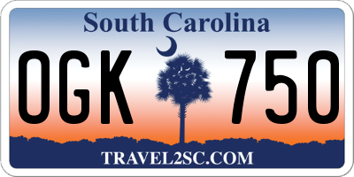 SC license plate OGK750