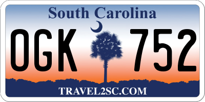 SC license plate OGK752