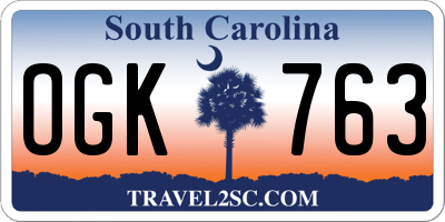 SC license plate OGK763