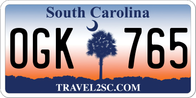 SC license plate OGK765