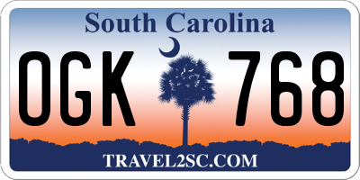 SC license plate OGK768
