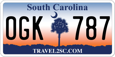 SC license plate OGK787