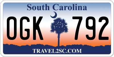 SC license plate OGK792