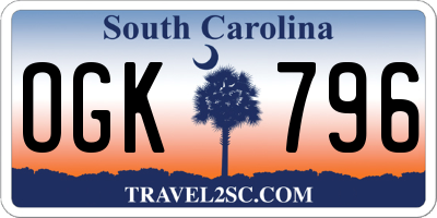 SC license plate OGK796