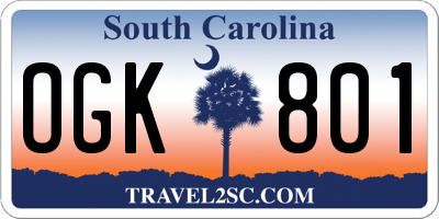 SC license plate OGK801