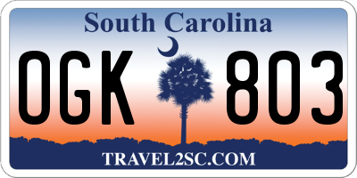 SC license plate OGK803