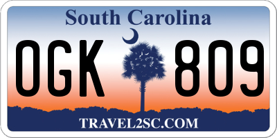 SC license plate OGK809