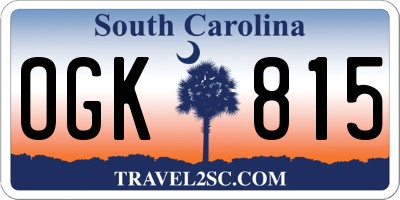 SC license plate OGK815