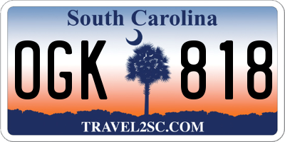 SC license plate OGK818